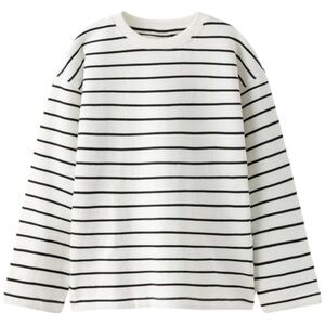 Black and White Stripes Ling Sleeve Tee Shirt (M)